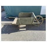 Early Green Painted Wooden Wheelbarrow