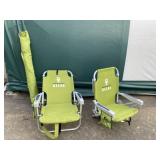 (2) Tommy Bahama Beach Chairs & Umbrella