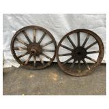 (2) Vtg. Wooden Spoke Wheels