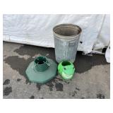 Galvanized Trash Can & Tree Stand
