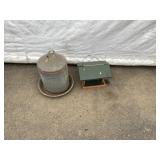 Poly Bird Feeder & Galv. Chicken Waterer