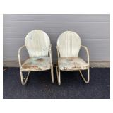 (2) Clam Shell Metal Porch Rockers