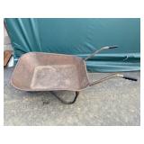 Vtg. Metal Tub Wheelbarrow