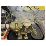 Candlesticks with Alabaster Vase