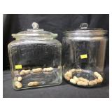 Planters Peanut and Clear Glass Canisters