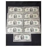 (9) 1976 $2.00 Bills