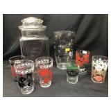 Glass Canister with Peanut Butter & Juice Tumblers