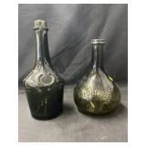 (2) Early Olive Green Bottles