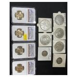 Foreign Coins with $1.00 Gold Plated Coins
