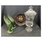 Coinspot Canister with Van Briggle Pottery Vases