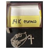 14K Esemco Necklace with Cross Pendant