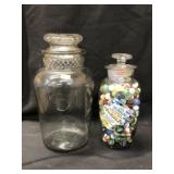 (2) Apothecary Canisters with Marbles