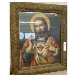 Gilt Framed Lithograph of Christ