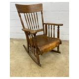 Vtg. Oak Bent Seat Rocking Chair