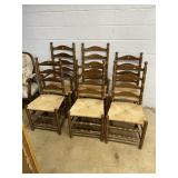 (6) Modern Ladderback Rush Seat Dining Chairs