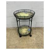 Circular Wire 2 Tier Rolling Cart