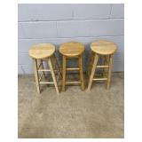 3 Natural Finished Bar Stools