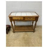 2 Drawer Tile Wall Table w/ Lower Shelf