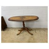 Mahogany Modern Oval Table w/ Carved Base.