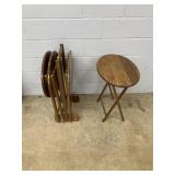 Set of Oak Folding Hostess Trays
