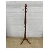 Mahogany Clothes Tree w/ Brass Hooks