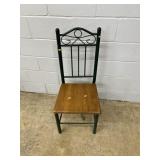 Modern Metal Side Chair w/ Wooden Seat.