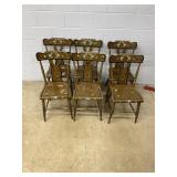 Set of 6 Painted Plank Seat Side Chairs