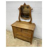 Vtg. Oak Bureau w/ Mirror