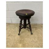 Vintage Circular Adjustable Organ Stool w/ Clawed