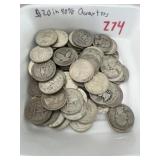 $20.00 in 90% Silver Quarters
