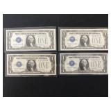 (4) 1928 $1 Silver Certificate Funny Back Notes