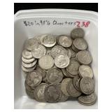 $20.00 in 90% Silver Quarters