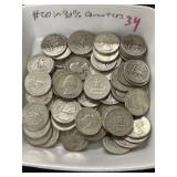$20.00 in 90% Silver Quarters