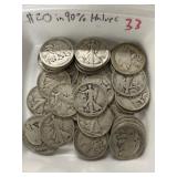 $20.00 in 90% Silver Halves