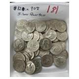 $12.00 in 90% Silver Quarters