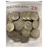 $20.00 in 90% Silver Halves