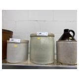 (2) Stoneware Storage Crocks with Jug