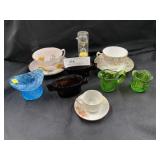 Chinaware Cups and Saucers with Art Glass