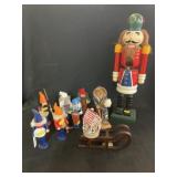 Wooden Nutcracker with Hallmark Ornaments