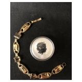 1 Oz. Australian Silver Coin, Gold Filled Bracelet