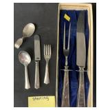 Sterling Handled Carving Set with Utensils