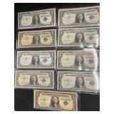 (10) $1 Silver Certificates