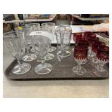 Ruby Glassware with Face Pattern Goblets