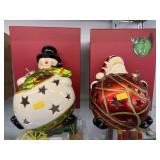 (2) Porcelain Lighted Christmas Figurines