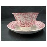Spatterware Handleless Cup and Saucer