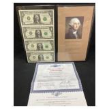 (4) Uncut $1 Bills