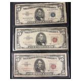 $5 Silver Certificate with 2 Bank Notes