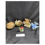 Hen On Nests, Porcelain Bird Figurines