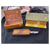 Tin Litho Cabin, Bureau Box, Slicer