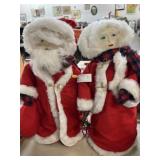 (2) Cloth Body Santa Dolls